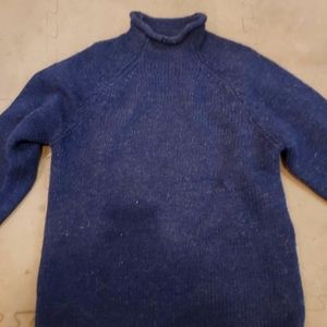 J Crew vintage classic heavy wool roll neck fisherman sweater Navy small